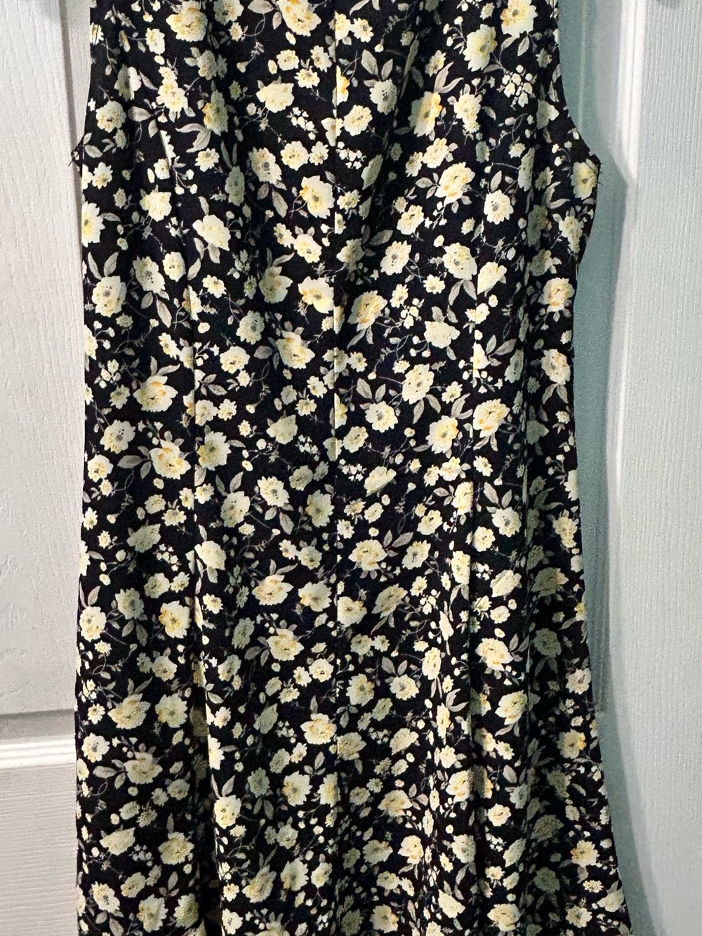 Perceptions Black Dress with Cream and Pale Yellow Floral Print